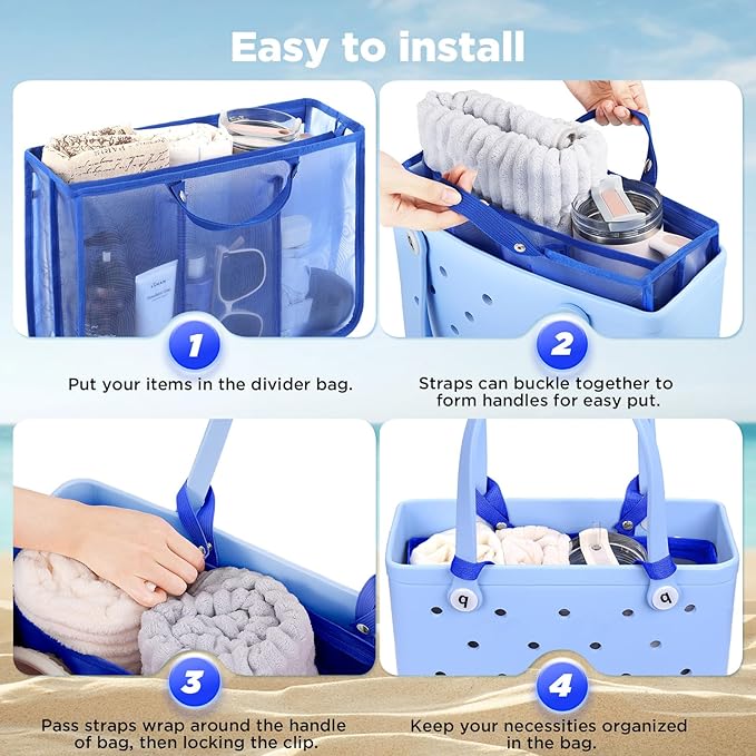 OUTXE Beach Bag Organizer Compatible with Baby Bogg Bag Accessories Inserts, Lightweight Mesh Insert Divider Pouch for Small Bogg Bags, Beach Tote Bags Insert for Organizing