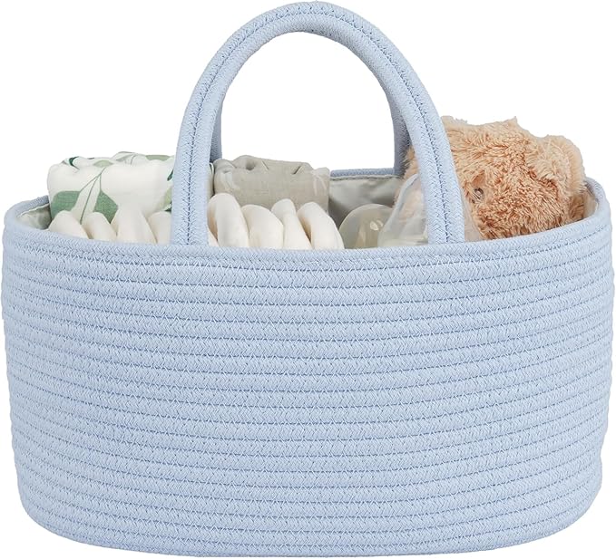 Diaper Caddy Organizer, Empty Gift Basket for Newborn Essentials, Baby Storage Basket, Stylish Gift Bag for Baby Shower, Boys and Girls – Small, Light Blue