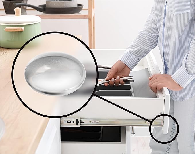 Slipstick Premium Cabinet Door Bumpers 3/8” Round Clear Adhesive Pads, Cabinet Stoppers, Rubber Bumpers for Drawers, Cupboards, Cutting Boards, Glass Tops, Picture Frames, Furniture, 24 Dampers