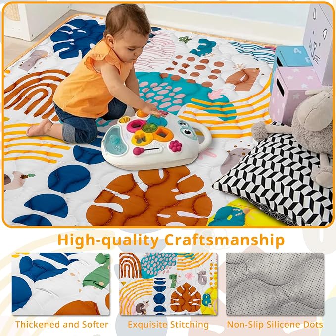 Baby Gyms Playmats for Playpen Boho Rainbow Play Mat for Playpen Playyards Thicken Soft Padding Foam Playmats for Babies (50"×50", 1- Bohemian Style)