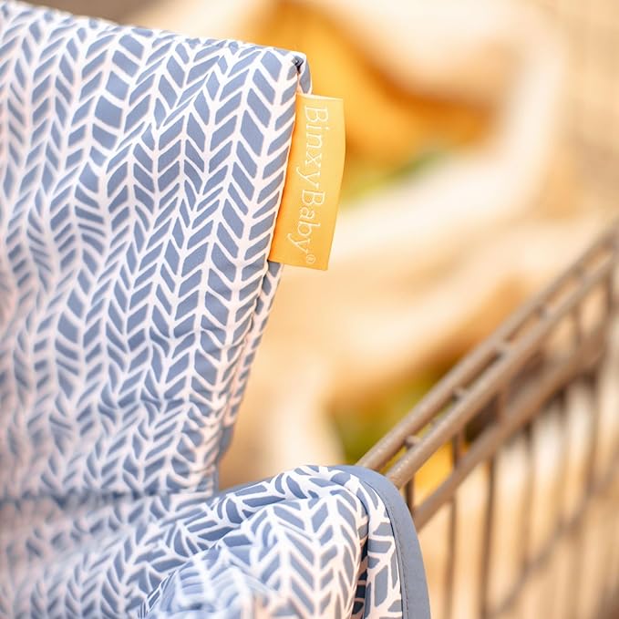 Binxy Baby 2-in-1 Cushy High Chair Cover and Shopping Cart Cover for Baby, Comfortable Cover for Grocery Cart, Universal Fit Cart Cover for Babies, Includes Storage Pouch - Blue Little Arrows