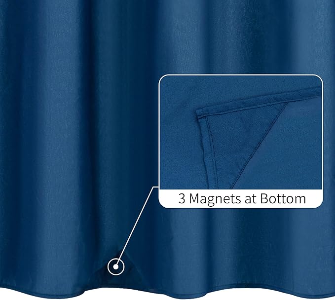 ALYVIA SPRING Extra Long Fabric Shower Curtain Liner Waterproof - 72" x 84", Soft & Lightweight XL Shower Curtain with 3 Magnets, Machine Washable - 72x84, Navy