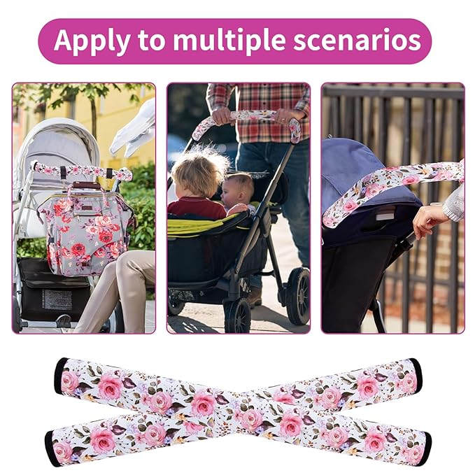 Stroller Handle Cover,Stroller Handlebar Cover,2 Pack Pushchair Armrest Sleeve Handle Protector Covers,Universal Protective Case for Pram Strollers Grip Bar,Stroller Accessories Essentials