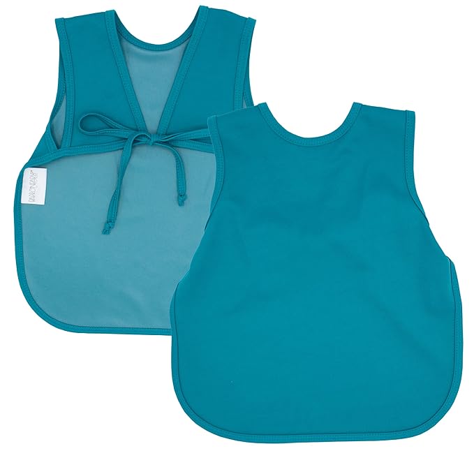 BapronBaby Minimalist Teal Bapron - No Neck Tie Safer Bib for Baby & Toddler - Soft Waterproof Stain Resistant - Machine Washable - Sz Preschool 3-5yrs