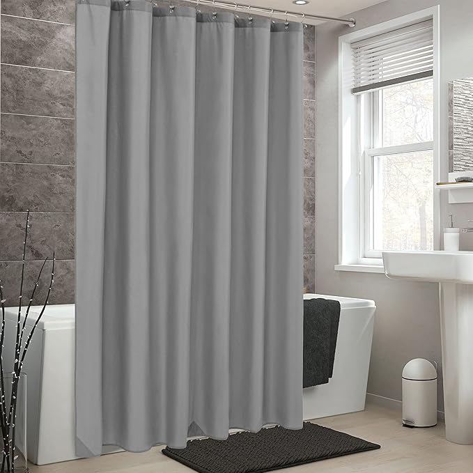 ALYVIA SPRING Waterproof Fabric Shower Curtain Liner - Soft & Light-Weight Cloth Shower Liner with Magnets, Hotel Quality & Machine Washable - Standard Size 72x72, Gray