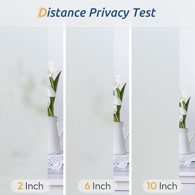 rabbitgoo Window Privacy Film, Frosted Glass Window Clings, Static Cling UV Heat Blocking Door Stickers for Home Bathroom, Removable Indoor Decal Coverings Day and Night, Pure, 35.4 x 78.7 Inches