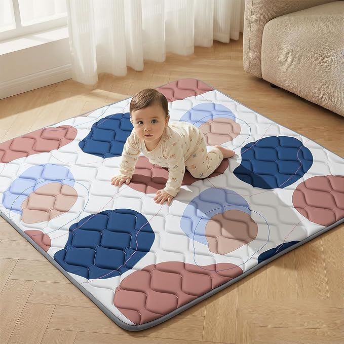 UBRAVOO Baby Play Mats for Floor, Crawling Playpen Mat, Thicken Soft Cushioning Padding Foam Playmate for Baby and Toddlers Infants, Non-Slip & Machine Washable (71" X 59", Color Blocks)