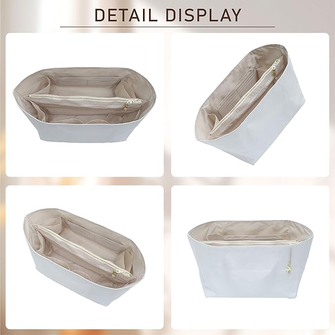 Doxo Upgraded Purse Organizer Insert for Long Champ, Bag Organizer for Long Champ Large and More, Ultra-light Waterproof DupontPaper le pliage Accessories, Women Tote Handbag Dividers(White,L)