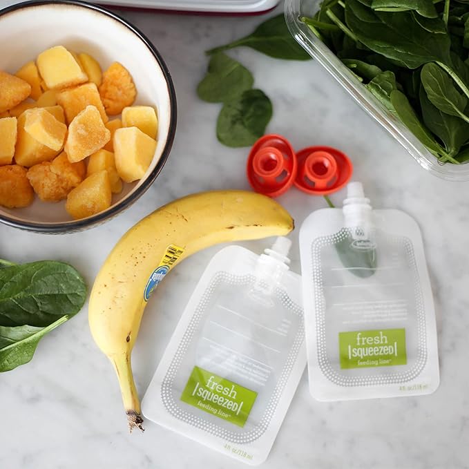 Infantino Disposable Squeeze Pouches Disposable Pouches for Portable Homemade semi-Solid Food for Babies and Toddlers,BPA and PVC Free,Freezer Safe,(Pack of 300)