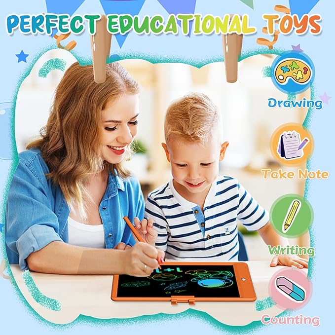 PYTTUR 2 Pack LCD Writing Tablet for Kids 10 Inch Reusable Drawing Tablets for Kids Colorful Writing Board Electronic Drawing Board Educational and Learning Toys for 2-4 Year Old Boys
