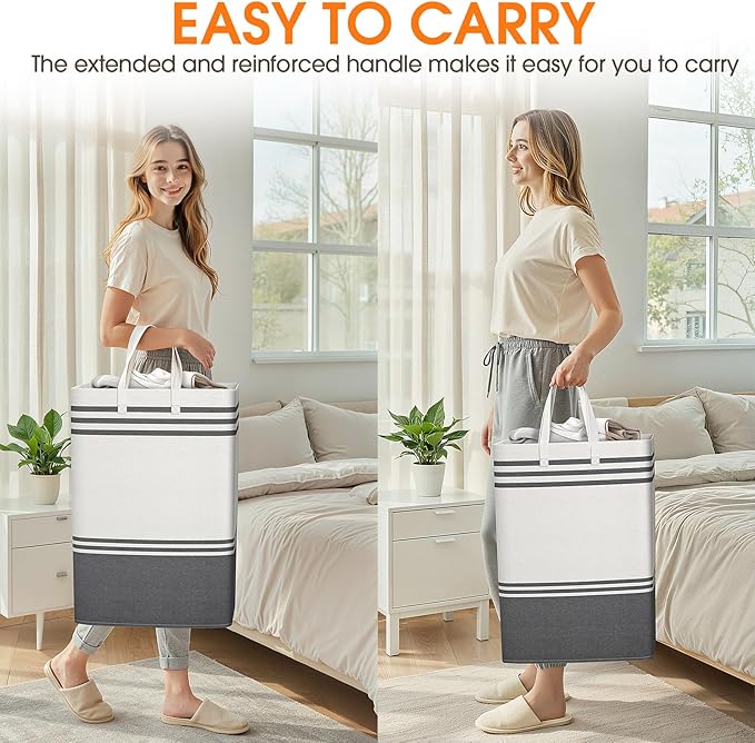 4 Pack Large Laundry Baskets, Laundry Hampers, Freestanding Waterproof Collapsible Clothes Bag with Extended & Reinforced Handles - Clothes Basket for Dorm, Bathroom, Home (75L)
