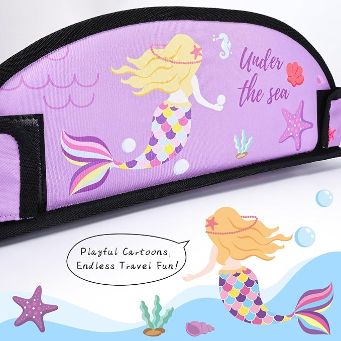Kids Travel Tray for Car Airplane - Toddler Car Seat Table Tray, Road Trip Essentials for Boys & Girls, Carseat Lap Desk for Kids Road Trip Activities (Purple Mermaid)