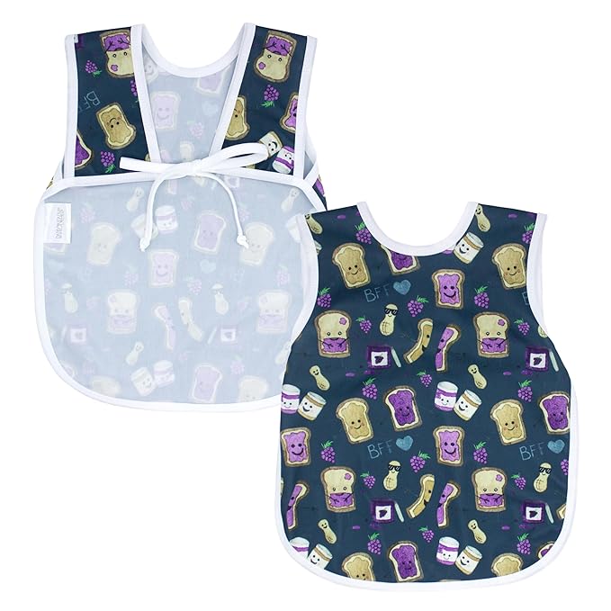 BapronBaby PBJ Pals Bapron - No Neck Tie Safer Bib for Baby & Toddler - Soft Waterproof Stain Resistant - Machine Washable - Sz Baby/Toddler 6m-3T