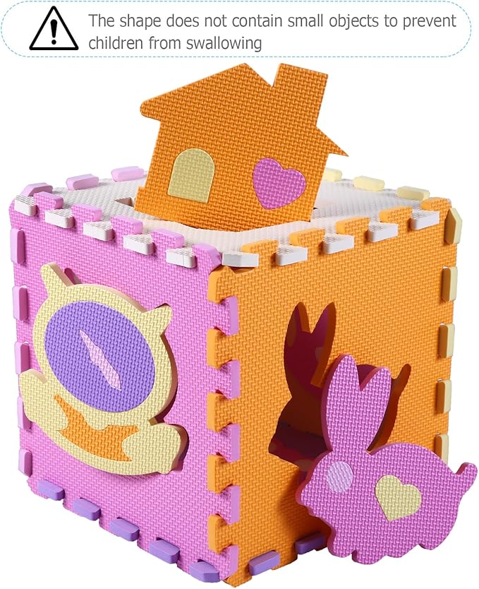 Tamiplay Foam Play Mat for Kids，25Pcs Square Interlocking Puzzle Floor Mat，Baby Play Mat Floor Mat Foam Puzzle Playmat for Toddlers with Fence - 9 Different Animal