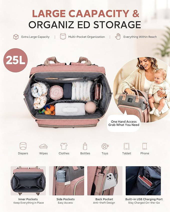 houscly Diaper Bags Backpack for Baby Boy : Large Baby Bag for Boys Girls Mom Toddler Women Men Dad Big Travel Newborn Essential Baby Registry Search Must Haves Grey