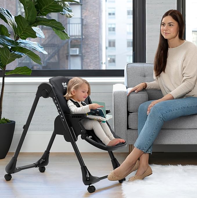 Little Folks by Delta Children 2-in-1 SlimFold High Chair for Babies and Toddlers, Black