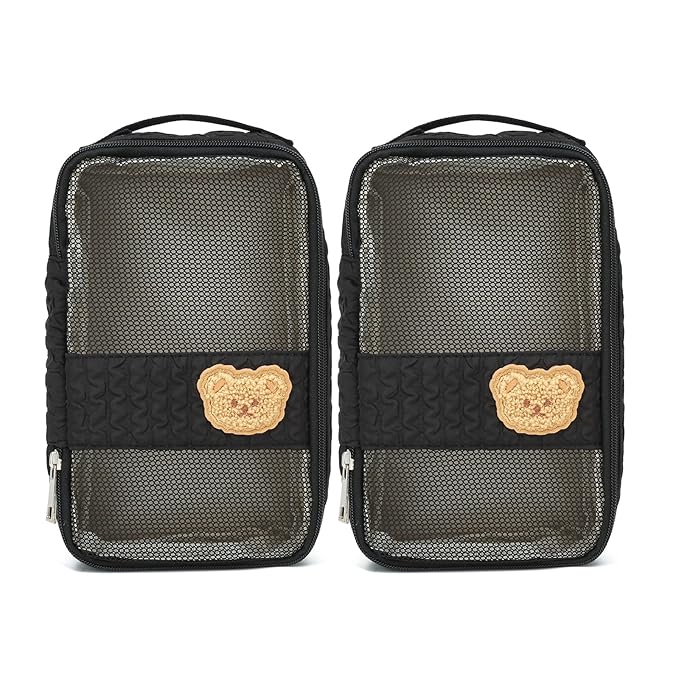 Diaper Bag Organizer Pouches - 2 Pack, Small Diaper Bag Mini Purse, Travel Baby Bag for Boys & Girls, Black