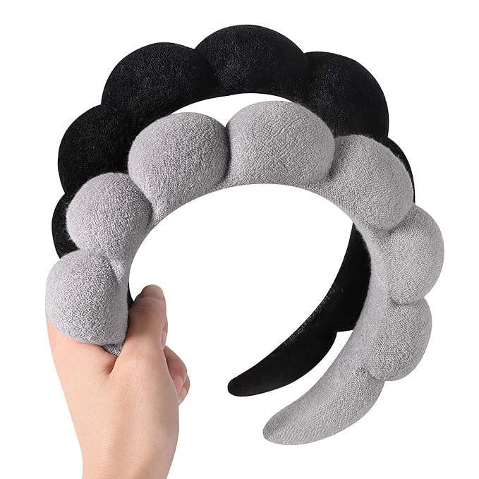 Spa Headbands for Washing Face or Facial, Set of 2 Skincare Headbands, Terry Cloth Headband Wash Combo Pack - Puffy Makeup Washing, Mask, Skin Treatment