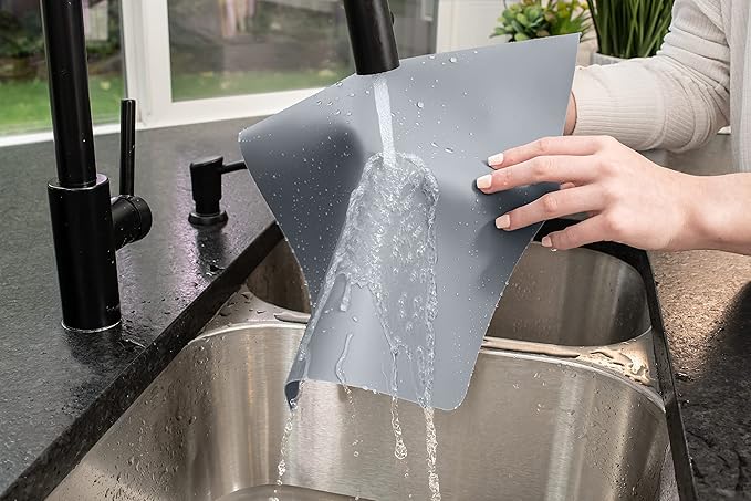 GASARÉ, Placemats Set of 4, Silicone Placemats, Table Mats, Non-Slip, Easy to Clean, Heat Resistant, Flexible, 20% Thicker, 16 x 12 inches x 1.1mm, Gray