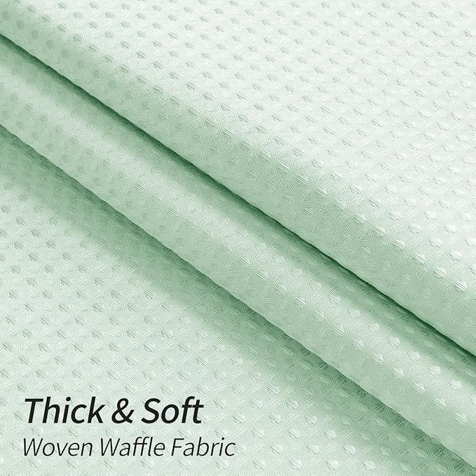MitoVilla Extra Long Shower Curtain 72 x 84, Green 84 inch XL Waffle Fabric Shower Curtains for Modern Luxury Bathroom Decor, Waffle Weave Textured Weighted Shower Curtain 84 inch, Mint Green
