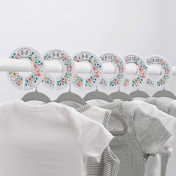 Baby Closet Size Dividers - Rustic Floral Nursery Closet Dividers for Baby Clothes - Dividers by Month for Baby Girl Nursery Decor - Flower Baby Closet Dividers for Clothing Racks - [Rustic Floral]