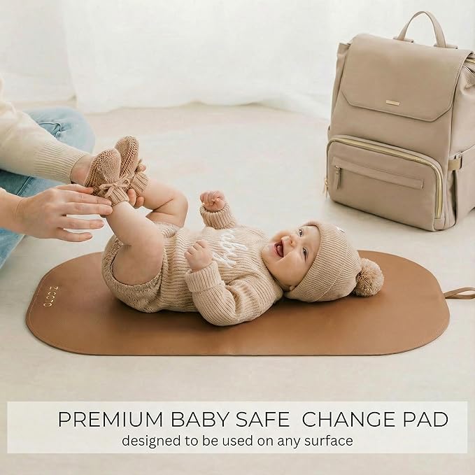 Beautiful Baby Diaper Changing Mat Made of Vegan Leather - Soft and Easy to Wipe Changing Pad for Travel or at Home Use - Lightweight and Foldable Mat that Perfectly Fits Into Any Diaper Bag