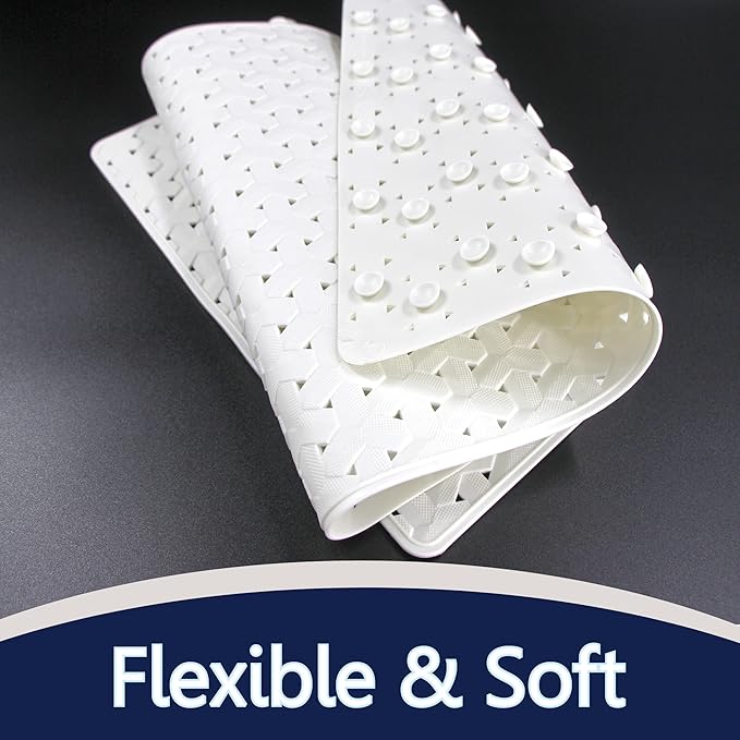 SafeLand- Non-Slip Bath, Shower, Tub Mat, TPR Material, Eco-Friendly, Non-PVC, Machine Washable, No Odor, with Powerful Suction Cups and Drain Holes, Tweed (15"x30" Blue)