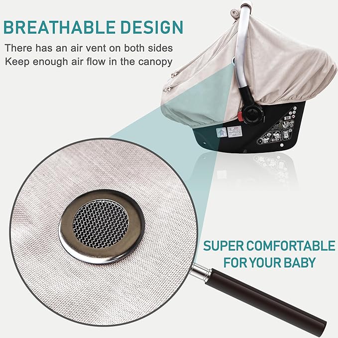 Waterproof Baby Car Seat Cover，YVMVDV Patented Cold Weather Carseat Cover for Babies,Infant Car Seat Cover Canopy for Boy Girls, Keeps Babies Warm and Cozy (Beige)