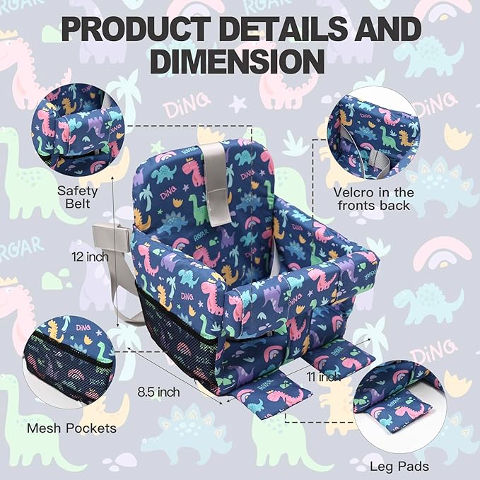 Shopping Cart Cover for Baby &High Chair Cover, Padded with Detachable Strap & Thigh Pad, Machine Washable, Padded Toddler Shopping Cart Cover Grocery Cart Cover (Dinosaur Print)