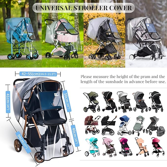 Stroller Rain Cover,Universal Stroller Accessory,Waterproof,Windproof Protection,Protect from Dust Snow,Baby Travel Weather Shield