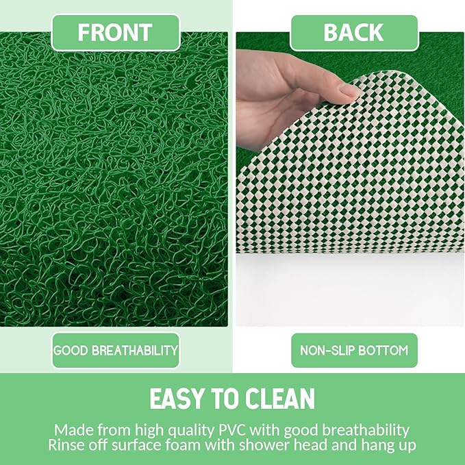 Hargiis Non-Slip Bathtub Mat, 2 Pack Anti Slip Shower Mat, Fast Drying Bathtub Mats, Foot Scrubber Mat, Anti Slip Mat for Tub, Floor, Bathroom, Kitchen, Home, Hotel (Dark Green 24"×16"+24"×16")