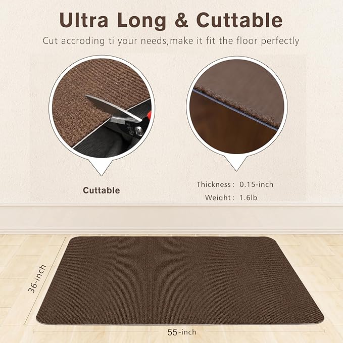 Sycoodeal Office Chair Mat for Hardwood Floor,Office Computer Gaming Chair Mat for Tile Floor,Large Floor Protector Rug,Anti-Slip,Easy to Clean,Coffee(55"x36")