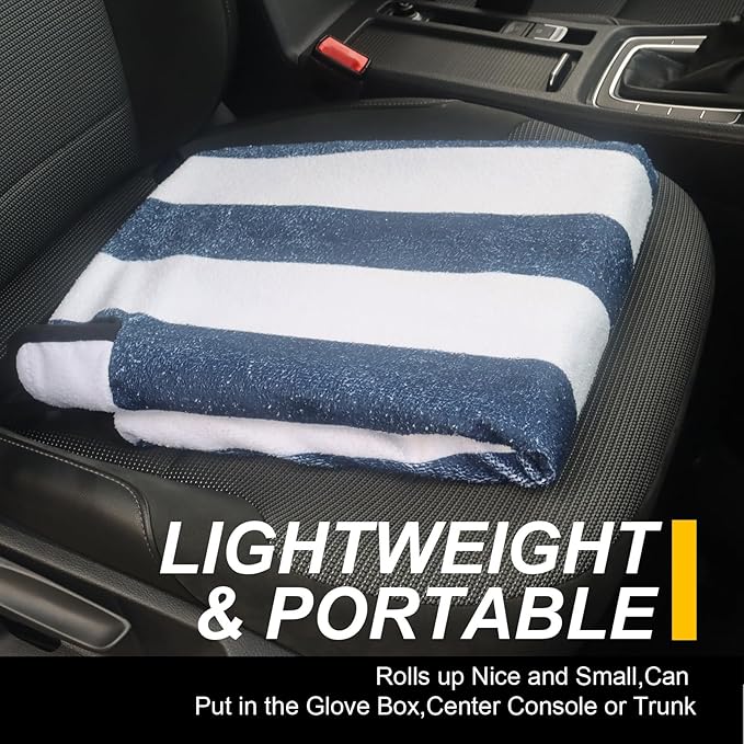 LoyaGour Back Seat Cover for Car Trucks Van SUV,Waterproof Rear Bench Towel Seat Covers for Dogs and Kids,Automotive Backseat Protector (Blue Stripe)