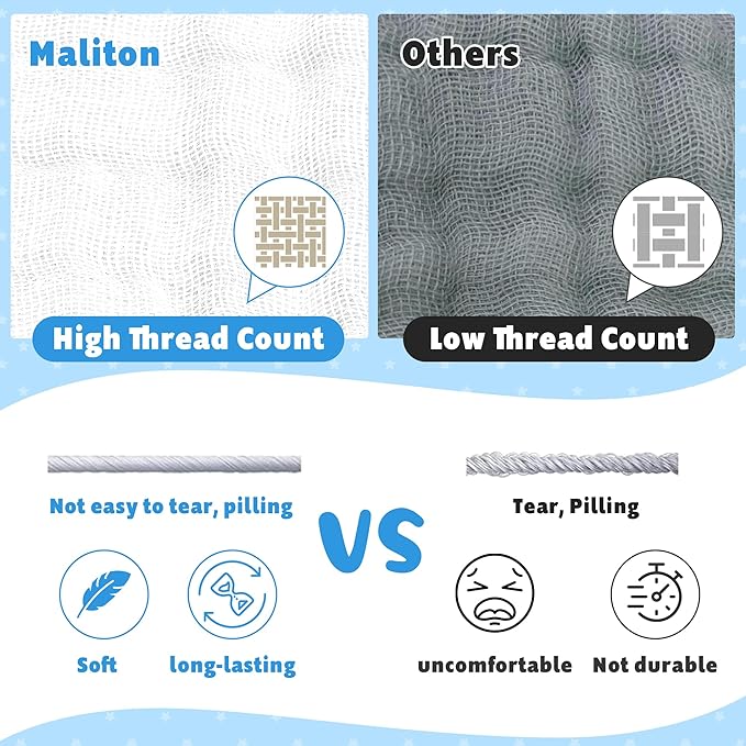 Maliton Muslin Burp Cloths for Baby Girl 6 Pack Large 20''x10'' 100% Cotton Burp Rags Absorbent and Soft 6 Layers Muslin Cloth Baby Boy Newborn Essentials Must Haves(Fairy Tale, Pack of 6)