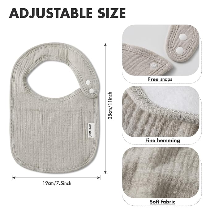 Muslin Bibs for Baby Boys Girls,Organic Muslin Baby Bib for Drooling and Teething,Soft Bandana Drool Bibs 5 Pack