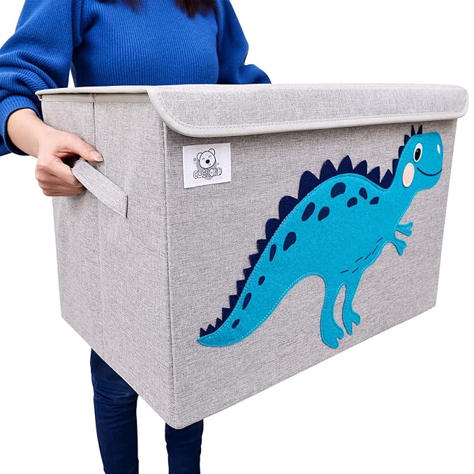 CLCROBD Foldable Large Kids Toy Chest with Flip-Top Lid, Collapsible Fabric Animal Toy Storage Organizer/Bin/Box/Basket/Trunk for Toddler, Children and Baby Nursery (Deer)