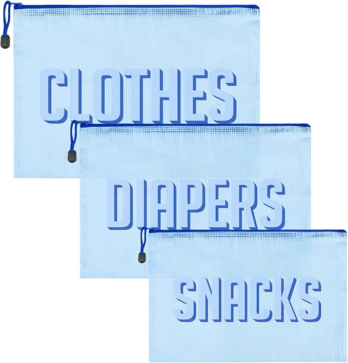 3pcs Hospital Bag Organizing Pouches for Labor and Delivery, Maternity Essentials Diaper Bag Organizer for Mom Travel (Blue, Large)
