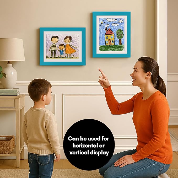 Americanflat Kids Artwork Frame Changeable (Aquamarine) - Magnetic Door Holds 100 Art Pieces - 8.5x11 Letter Size Display with Mat or 10x12.5 Without Mat - My Mini Masterpiece