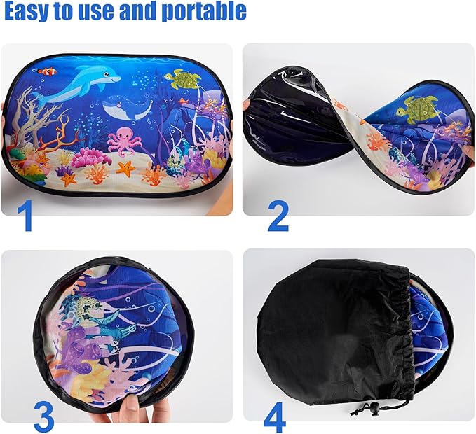 ABSOFINE Car Window Sun Shades for Baby Kids 2 Pack 19"x14", Ocean World Window Shades Sun Blocker Cover, Baby Car Shades for Back Windows with 8 Suction Cups and Storage Bag, Anti Glare & UV
