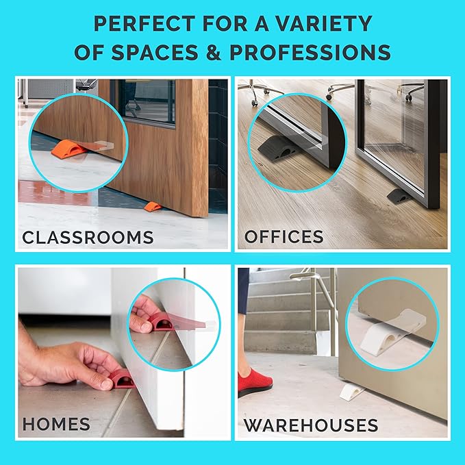 Wundermax Rubber Door Stoppers for Bottom of Door Stop - Pack of 3 Rubber Wedge for Carpet, Hardwood, Concrete, and Tile - Home Improvement Accessories - White