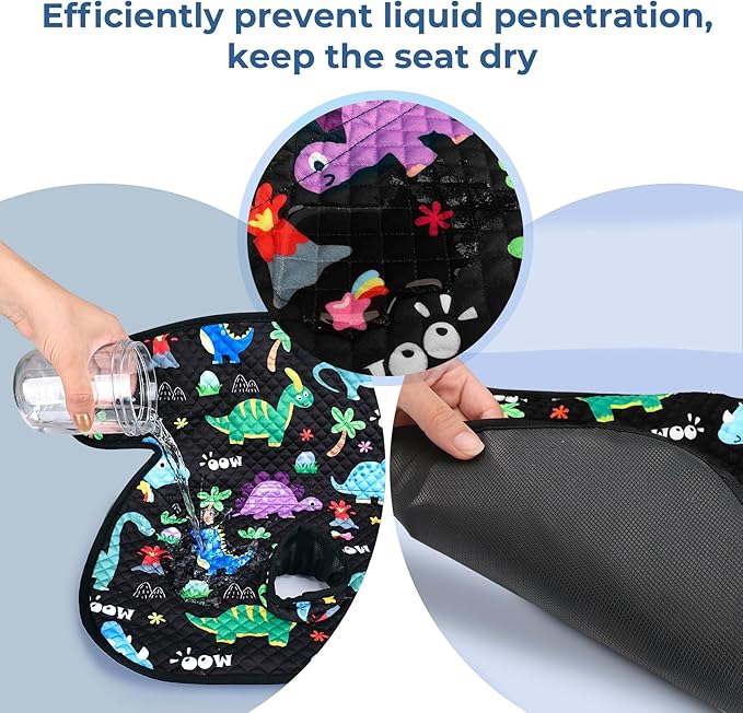 COOLBEBE Car Seat Protector for Potty Training, 2 Pack Dry Waterproof Car Seat Liner Toilet Training for Baby Infant Toddler, Piddle Pads Cover Pad for Strollers & Carseat (Dinosaur,2PC)
