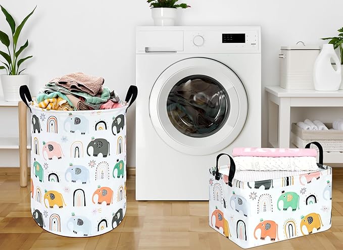 ACMUUNI Rectangle Gift Shelf Nursery Storage Basket Laundry Hamper Storage Box and Bins for Home Clothes with Handles