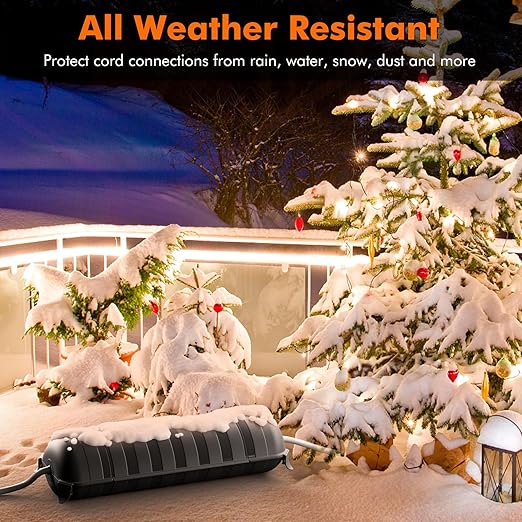 RESTMO 2 Pack Outdoor Waterproof Electrical Box, Weatherproof Connection Box, Extension Cord Cover, Safety Seal Enclosure to Protect Extension Cables, Strip Light, Power Tool, Timers, Black