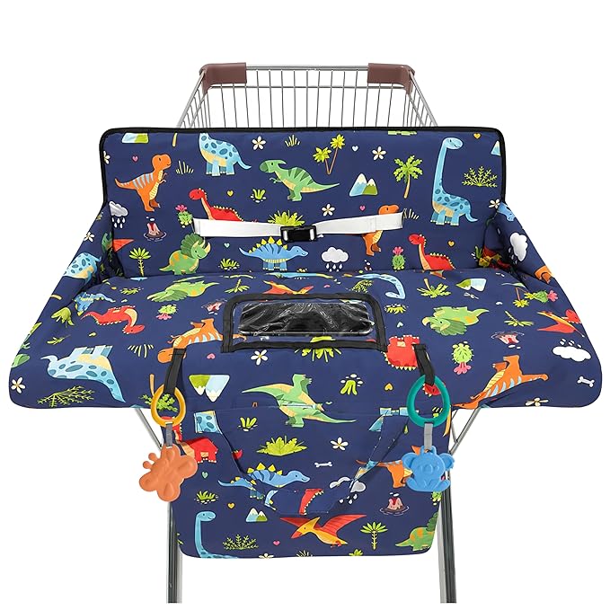Shopping Cart Cover for Baby,2-in-1 High Chair Cover Soft,Portable, and Machine Washable,Comfortable Cotton Seat Pad with Safety Harness and Portable Cloth Bag,Fits All Supermarkets and Restaurants