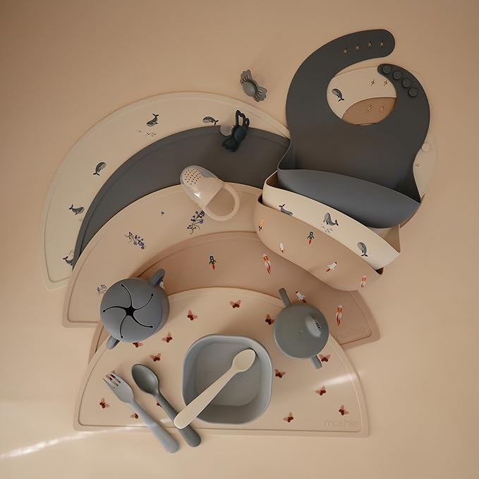 mushie Silicone Placemat for Kids | BPA-Free Non-Slip Design (Rocket Ship)