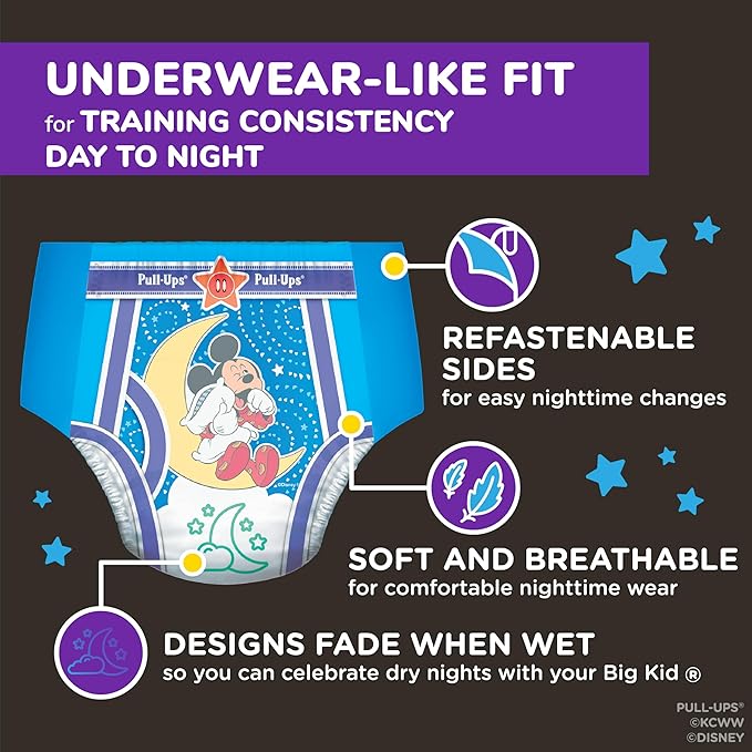 Pull-Ups Boys' Night-Time Potty Training Pants, Size 5T-6T Overnight Training Underwear (46-60 lbs), 80 Ct