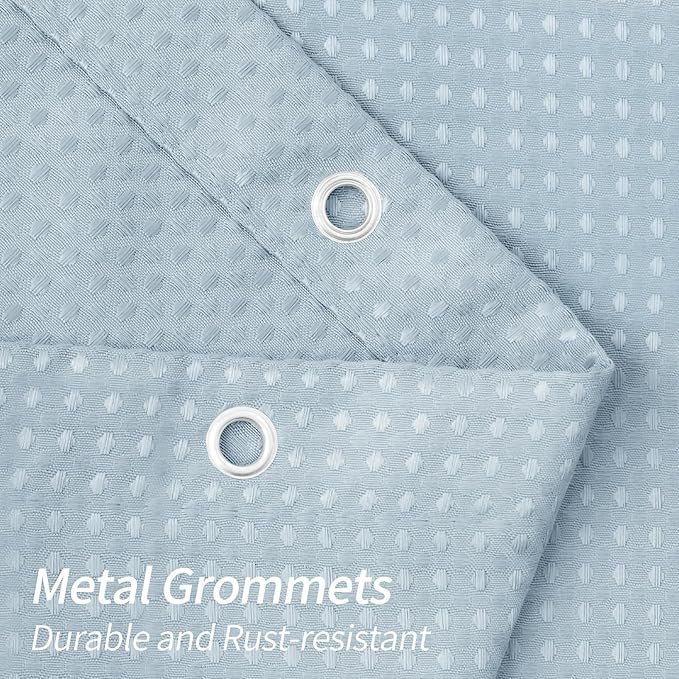 MitoVilla Blue Waffle Fabric Shower Curtain, Light Blue Waffle Weave Textured Shower Curtains for Modern Luxury Bathroom Decor, Grey Blue Hotel Spa Shower Curtain, 72 x 72, Baby Blue/Fog Blue