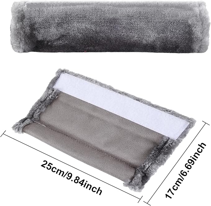 MOONET 2 Packs Car Seatbelt Covers Shoulder Pad for More Comfortable Driving, Universal Seat Belt Cover for Handbag Camera Backpack Straps, Soft Faux Sheepskin Wool Seat Belt Cushion (Gray)