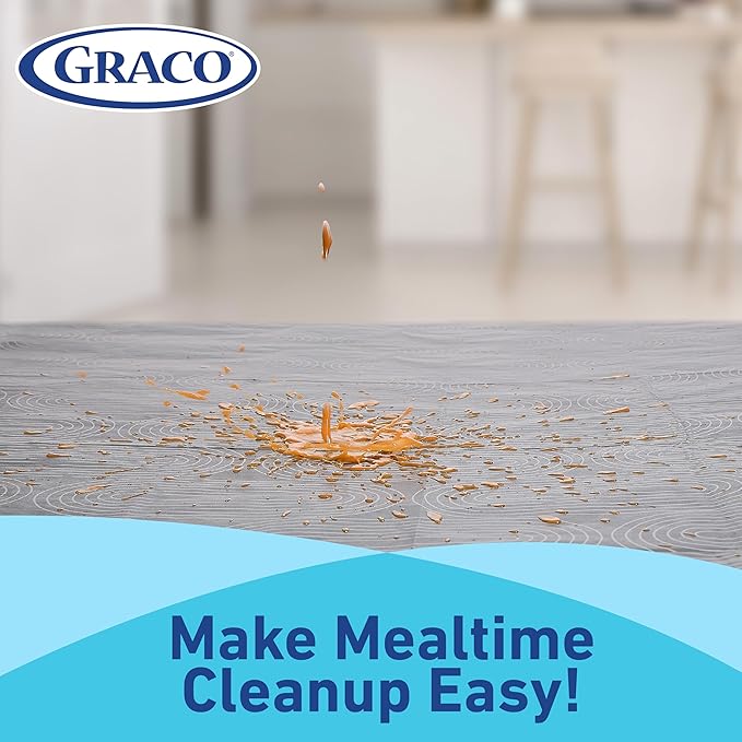 Graco Baby Disposable Splat Mats – 60 Count (6 Designs, 10 of Each), 47" x 40", Biodegradable Floor Protector for Mealtime, Under High Chair, Home & Restaurant Use