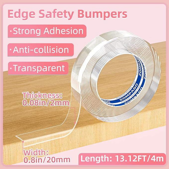 Clear Soft Corner Protectors for Furniture Strip,0.8in (W) x 13FT(L),Sharp Edge & Table Bumper,Window Edge,Wall Protector, Soft Corner Guards Safe for Proof,Table Corner Protectors in Family